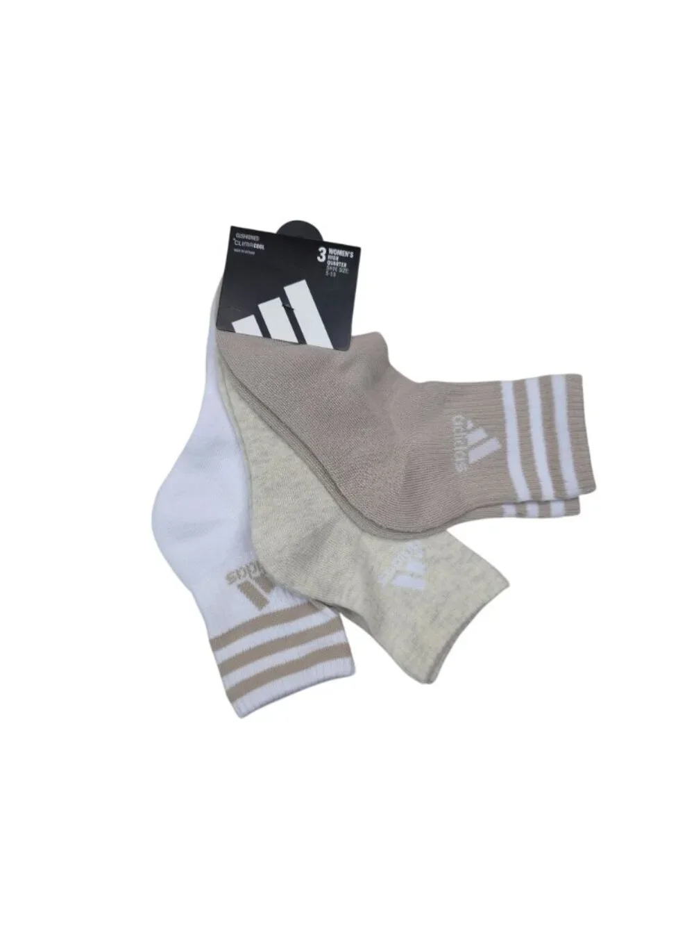 Adidas Womens ClimaCool Cushioned High Quarter Socks 3-Pack Shoe Size 5-10